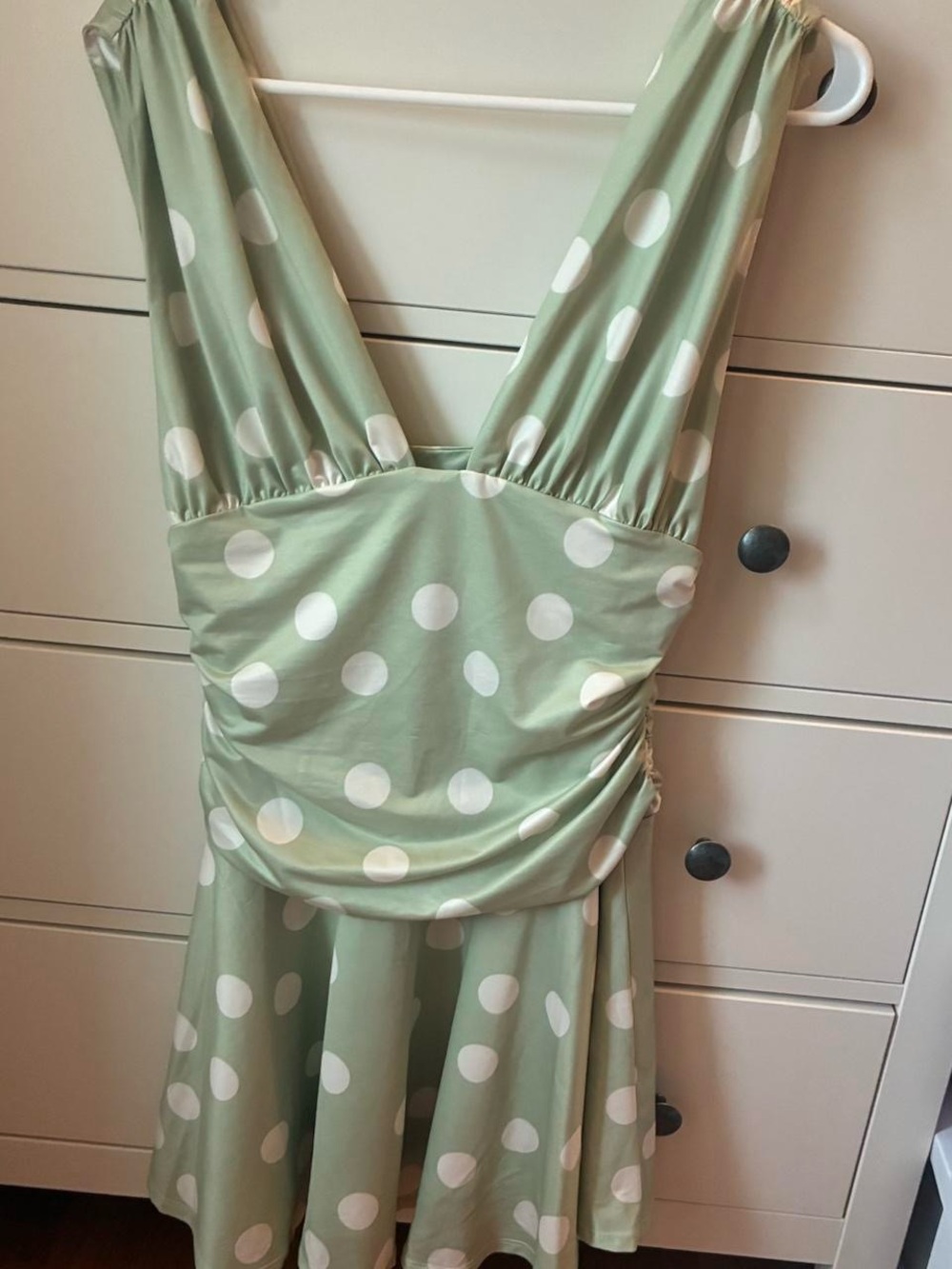 Free People Light Sage Polka Dot Mini Dress - Picture 2 of 4